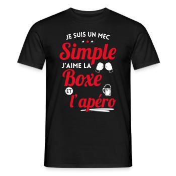 Mec simple aime la boxe et l'apéro cadeau - T-shirt homme - noir - Devant - AI Model Male 178 light (178cm)