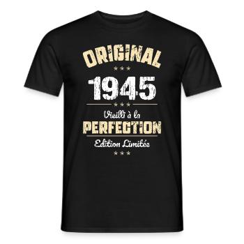 80th Anniversary - Original - 1945 - Men's T-Shirt - black - Front - AI Model Male 178 light (178cm)