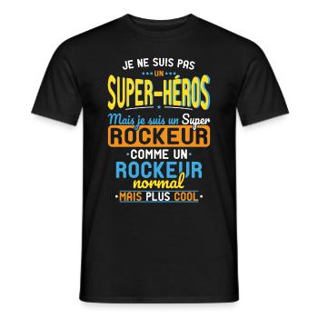 Not a Superhero but a Super Rocker - Men's T-Shirt - black - Front - AI Model Male 178 light (178cm)