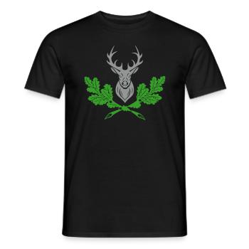 Hirsch Geweih Eiche Logo - Männer T-Shirt - Schwarz - Vorne - AI Model Male 178 light (178cm)