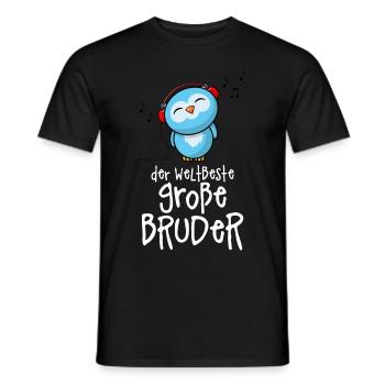 Der weltbeste große Bruder - Niedliche Musik Eule - Männer T-Shirt - Schwarz - Vorne - AI Model Male 178 light (178cm)