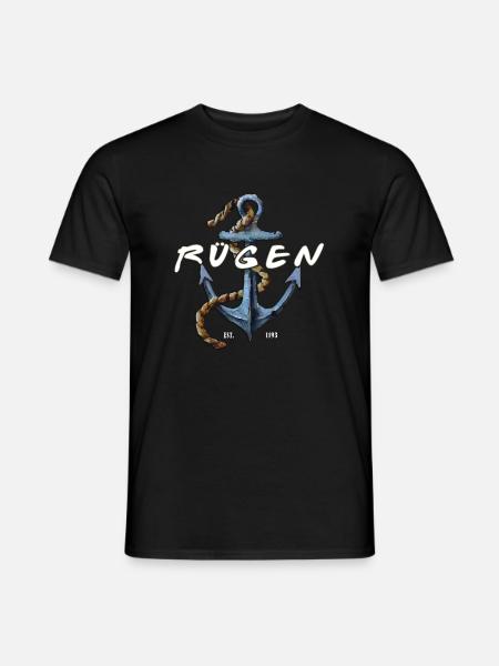 Rügen Anker Urlaub - Männer T-Shirt - Schwarz