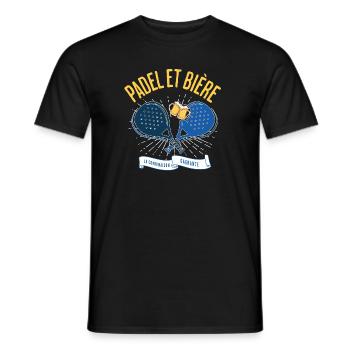 Padel et bière la combinaison gagnante t-shirt - T-shirt homme - noir - Devant - AI Model Male 178 light (178cm)