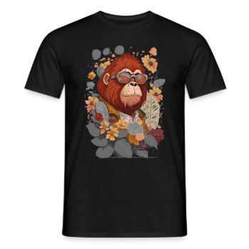 Gorilla mit Sonnenbrille und Blumen Illustration - Männer T-Shirt - Schwarz - Vorne - AI Model Male 178 light (178cm)