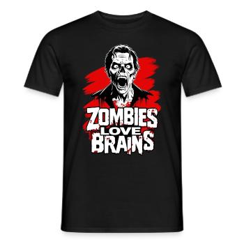 Zombies love brains - Men's T-Shirt - black - Front - AI Model Male 178 light (178cm)