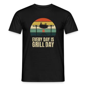 Grill Saying Every Day is Grill Day Grilling Pig - Men's T-Shirt - black - Front - AI Model Male 178 light (178cm)