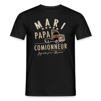 Mari papa camionneur légende pour maman - T-shirt homme - noir - Devant - AI Model Male 178 light (178cm)