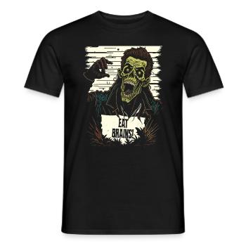 Eat Brains - Illustration zombie amusante - T-shirt homme - noir - Devant - AI Model Male 178 light (178cm)