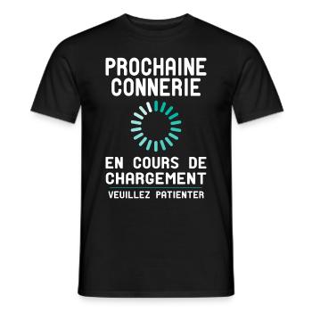 Prochaine connerie en Cours de Chargement - T-shirt homme - noir - Devant - AI Model Male 178 light (178cm)