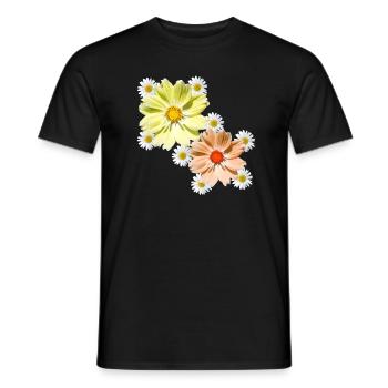 Cosmee with daisies blossom floral floral pattern - Men's T-Shirt - black - Front - AI Model Male 178 light (178cm)