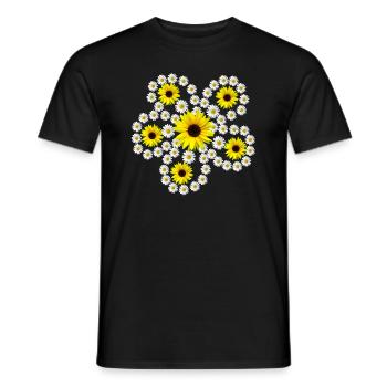 daisies, sunflowers, blossom, daisies, floral - Men's T-Shirt - black - Front - AI Model Male 178 light (178cm)