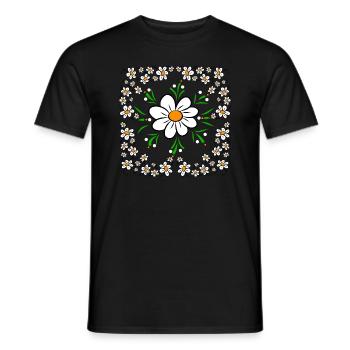Daisy Flower Meadow Floral Pattern Flower - Men's T-Shirt - black - Front - AI Model Male 178 light (178cm)