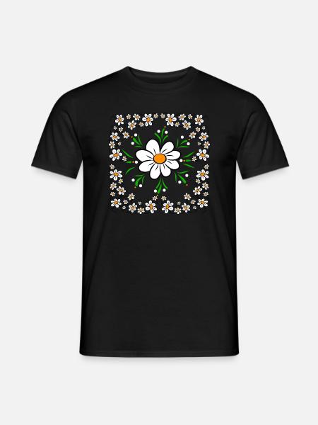 Gänseblümchen Blumenwiese Blumenmuster Blume - Männer T-Shirt - Schwarz