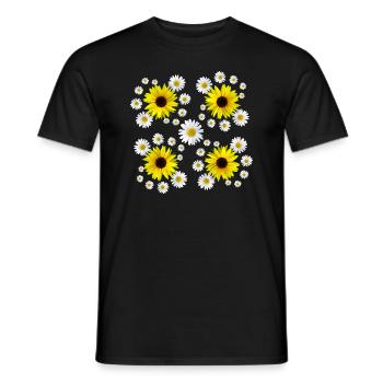 Daisies sunflowers floral daisy flower - Men's T-Shirt - black - Front - AI Model Male 178 light (178cm)