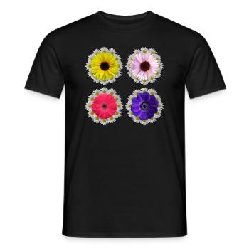 Gerbera Blüte Margeriten Sonnenblume Blumenmuster - Männer T-Shirt - Schwarz - Vorne - AI Model Male 178 light (178cm)