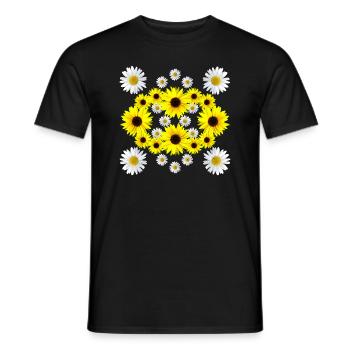 Sunflower, Blossom, Blossom, Daisies, Floral, Daisies - Men's T-Shirt - black - Front - AI Model Male 178 light (178cm)