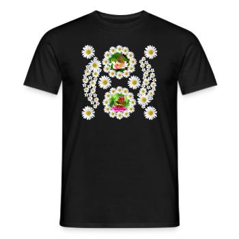 Marguerites Fleur Papillon Motif Floral Floral - T-shirt homme - noir - Devant - AI Model Male 178 light (178cm)