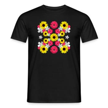 Sonnenblumen blühende Gerbera Blüten Blume floral - Männer T-Shirt - Schwarz - Vorne - AI Model Male 178 light (178cm)