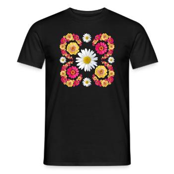 Zinnias daisy floral design zinnia blossom floral - Men's T-Shirt - black - Front - AI Model Male 178 light (178cm)