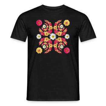 Zinnia daisy floral pattern floral zinnias blossom - Men's T-Shirt - black - Front - AI Model Male 178 light (178cm)