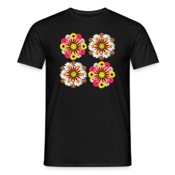 Gazania Daisies Sunflowers Blossom Floral Design - Men's T-Shirt - black - Front - AI Model Male 178 light (178cm)
