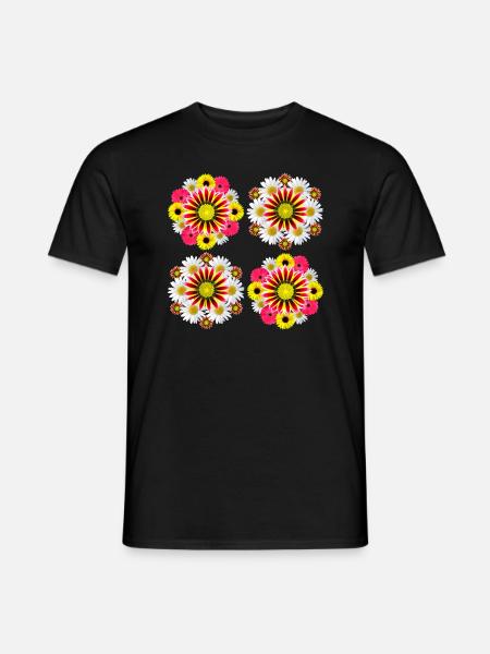 Gazanie Margeriten Sonnenblumen Blüte Blumenmuster - Mænd T-shirt - sort