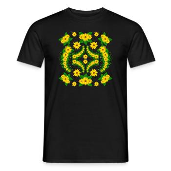 Sunflower blossom blooming sunflowers floral - Men's T-Shirt - black - Front - AI Model Male 178 light (178cm)