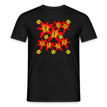 Fleur florale à motif floral coloré - T-shirt homme - noir - Devant - AI Model Male 178 light (178cm)