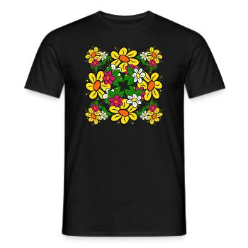 bouquet motif floral fleur vrille florale floral - T-shirt homme - noir - Devant - AI Model Male 178 light (178cm)