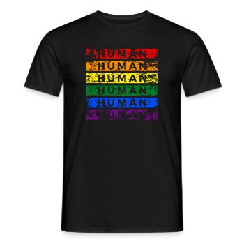 LGBT Human Mensch Regenbogen Geschenkidee - Männer T-Shirt - Schwarz - Vorne - AI Model Male 178 light (178cm)