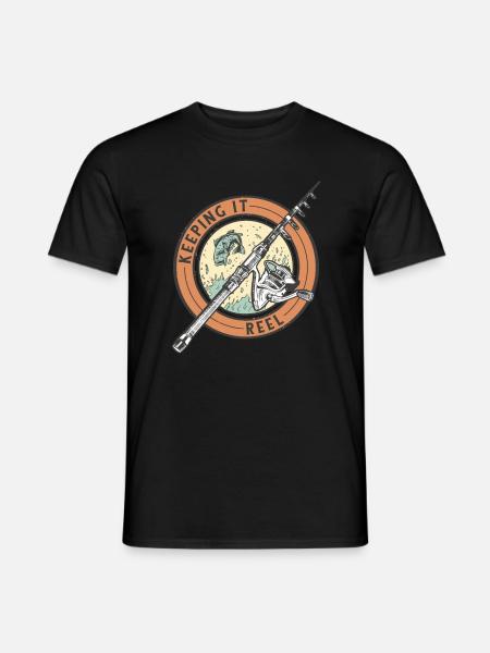 keep it reel real fishing fishing fishing rod - Men's T-Shirt - black