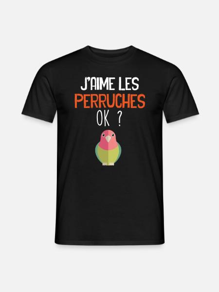 J'aimes les Perruches - T-shirt homme - noir
