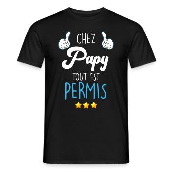 Chez Papy Cadeau Drôle Fête des Grand Pères - T-shirt homme - noir - Devant - AI Model Male 178 light (178cm)