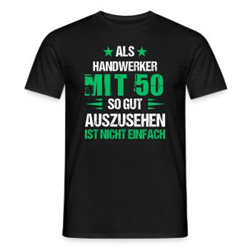 At 50 good looking craftsman - Men's T-Shirt - black - Front - AI Model Male 178 light (178cm)