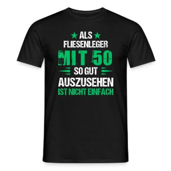 With 50 good-looking tiler - Men's T-Shirt - black - Front - AI Model Male 178 light (178cm)