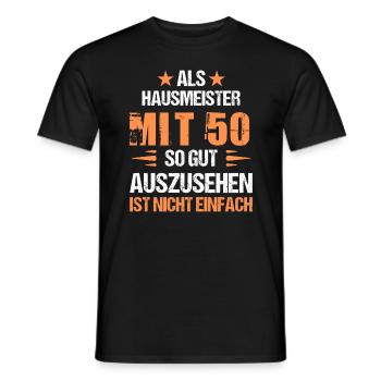 À 50 ans, beau concierge - T-shirt homme - noir - Devant - AI Model Male 178 light (178cm)