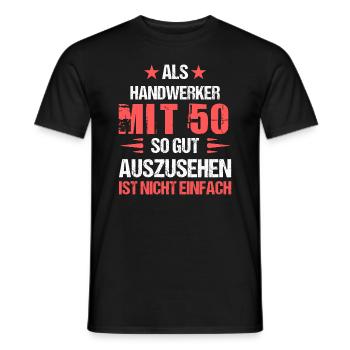 At 50 handsome craftsman - Men's T-Shirt - black - Front - AI Model Male 178 light (178cm)
