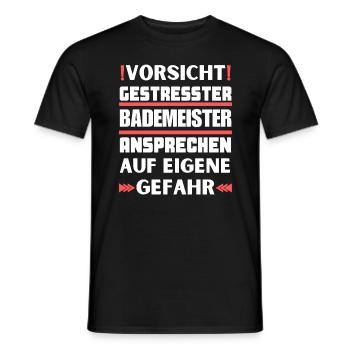 Don't talk to a stressed lifeguard! - Men's T-Shirt - black - Front - AI Model Male 178 light (178cm)