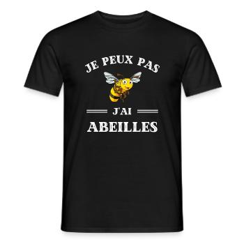 t shirt je peux pas j ai abeilles drole apiculteur - T-shirt homme - noir - Devant - AI Model Male 178 light (178cm)
