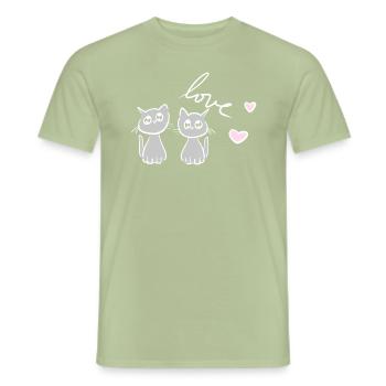 chat chats amis chers animaux chat ami - T-shirt homme - vert sauge - Devant - AI Model Male 178 light (178cm)