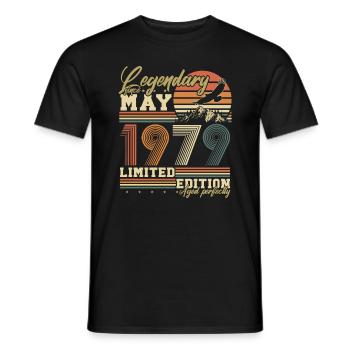 Mai 1979 Vintage né cadeau d’anniversaire - T-shirt homme - noir - Devant - AI Model Male 178 light (178cm)