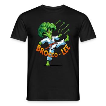 Witziges Brokkoli-Karate Design Brocco-Lee in Act - Männer T-Shirt - Schwarz - Vorne - AI Model Male 178 light (178cm)