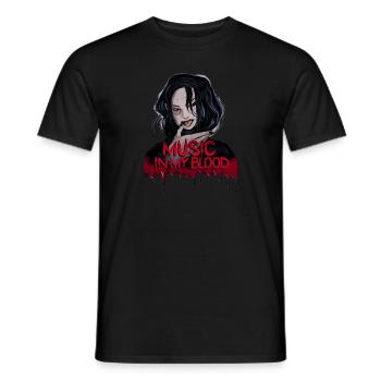 Music is my blood vampire - Men's T-Shirt - black - Front - AI Model Male 178 light (178cm)