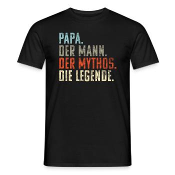 Papa Mann Mythos Legende: Retro Vatertags Geschenk - Männer T-Shirt - Schwarz - Vorne - AI Model Male 178 light (178cm)