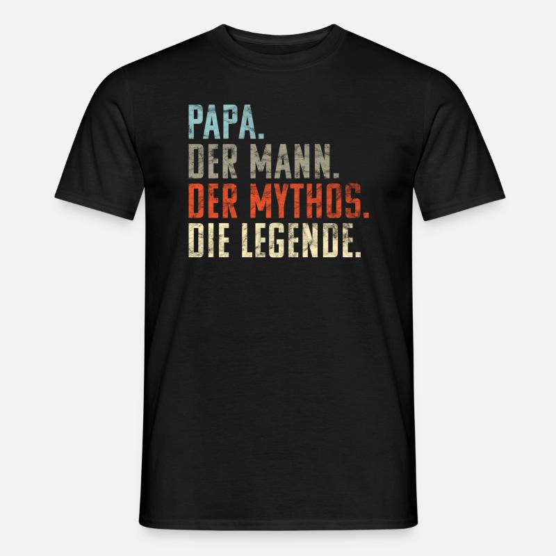 Papa Mann Mythos Legende: Retro Vatertags Geschenk - Männer T-Shirt - Schwarz