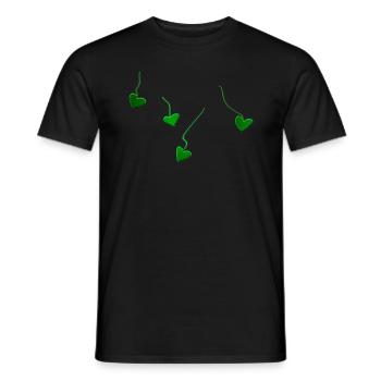 green hearts glitter lines - Men's T-Shirt - black - Front - AI Model Male 178 light (178cm)