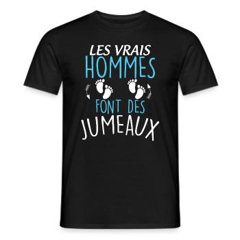 Papa De Jumeaux message Humour Naissance - T-shirt homme - noir - Devant - AI Model Male 178 light (178cm)