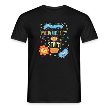 MICROBIOLOGIST: Microbiology Lab Staph Only - Männer T-Shirt - Schwarz - Vorne - AI Model Male 178 light (178cm)