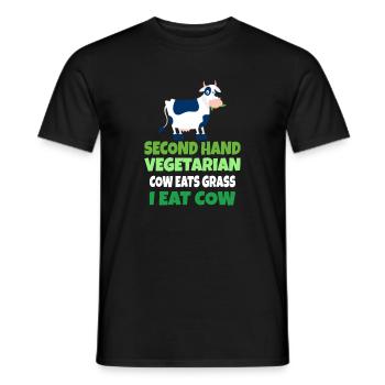 Carnivore Diet Anti-Vegan : Second Hand Vegetarian - Men's T-Shirt - black - Front - AI Model Male 178 light (178cm)