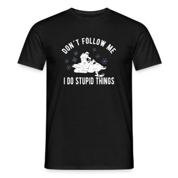 SNOWMOBILING:/ SNOWMOBILE don´t follow me - Männer T-Shirt - Schwarz - Vorne - AI Model Male 178 light (178cm)